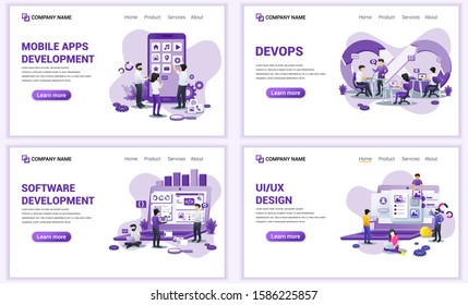 Set of web page design templates for. Can use for web banner, poster, infographics, landing page, web template. Flat vector illustration