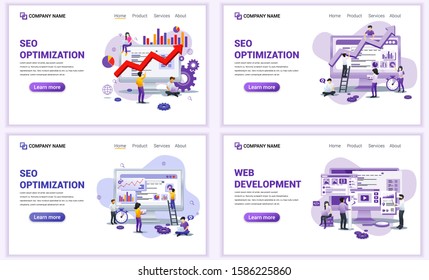 Set of web page design templates for. Can use for web banner, poster, infographics, landing page, web template. Flat vector illustration
