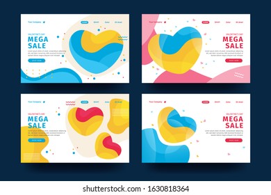 Set of web page design templates for valentines day. Modern flat design concept For landing page, banner, website, homepage, card, ui, or apps. Sale banner template design

