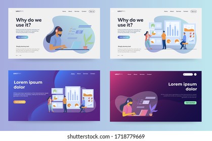 Set of web page design templates for business, finance and marketing Modern vector illustration concepts for website and mobile website development.
