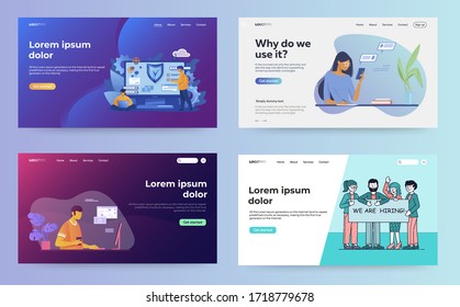Conjunto de plantillas de diseño de páginas web para empresas, finanzas y marketing Conceptos modernos de ilustración vectorial para el desarrollo de sitios web y sitios web móviles.