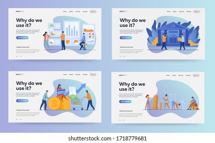 Set of web page design templates for business, finance and marketing Modern vector illustration concepts for website and mobile website development.