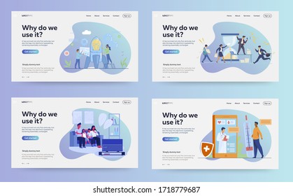 Set of web page design templates for business, finance and marketing Modern vector illustration concepts for website and mobile website development.