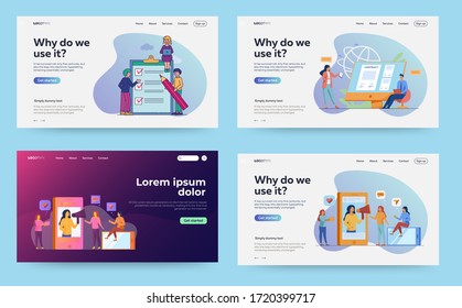 Set of web page design templates for business, finance and marketing Modern vector illustration concepts for website and mobile website development.