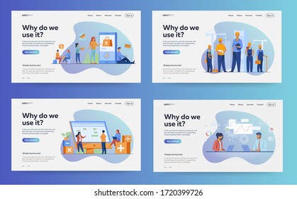 Set of web page design templates for business, finance and marketing Modern vector illustration concepts for website and mobile website development.