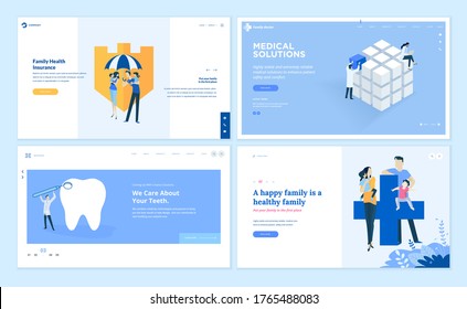 Set of web page design templates on medicine and health care. Vector illustrations for website design and development.