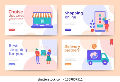 Set of web page design templates for online shopping & digital marketing Modern vector illustration concepts for website & mobile development. Easy to edit and customize.