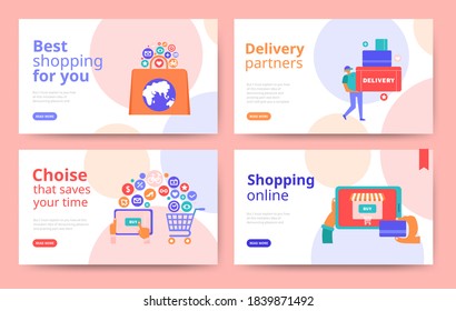 Set of web page design templates for online shopping & digital marketing Modern vector illustration concepts for website & mobile development. Easy to edit and customize.