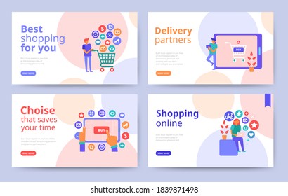 Set of web page design templates for online shopping & digital marketing Modern vector illustration concepts for website & mobile development. Easy to edit and customize.