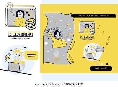 Set of web page design templates for staff education, consulting, college, education app. Modern vector illustration concepts for website and mobile website development.landing