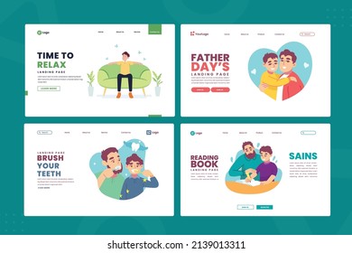 Set of web page design templates for kids. Vector illustration concepts for website and mobile website development.
