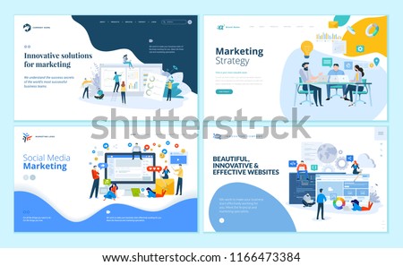 Set of web page design templates for internet marketing, social media, website design and development. Modern vector illustration concepts for website and mobile website development. 