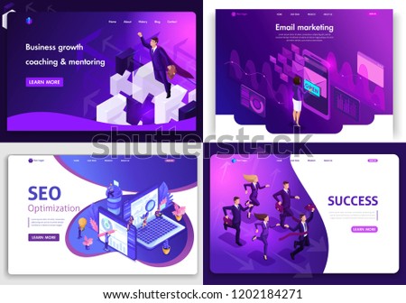 Set of web page design templates for business, digital marketing, succes, business growth. Vector illustration concepts for website and mobile website development