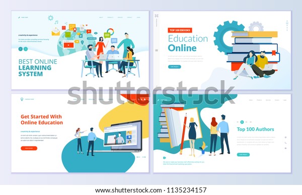 Set Web Page Design Templates Elearning Stock Vector Royalty Free