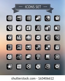 Set of web plat icons on blur background