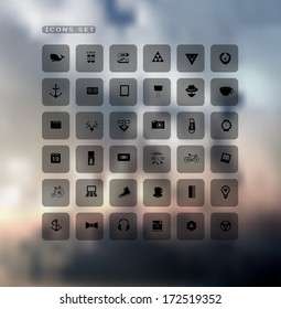 Set of web plat icons on blur background