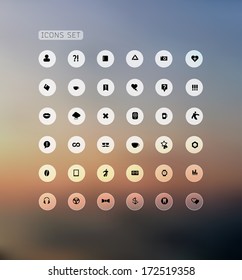 Set of web plat icons on blur background