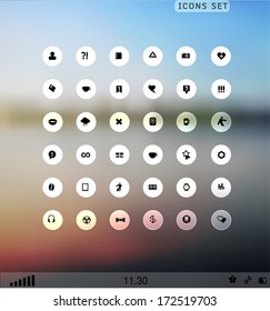 Set of web plat icons on blur background