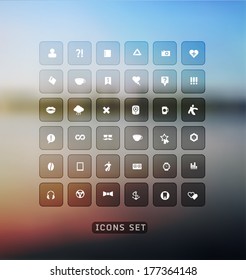 Set of web plat icons on blur background