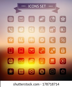 Set of web plat icons on blur background