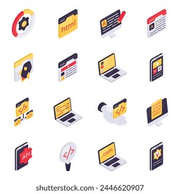 Set of Web and Programming Isometric Icons

