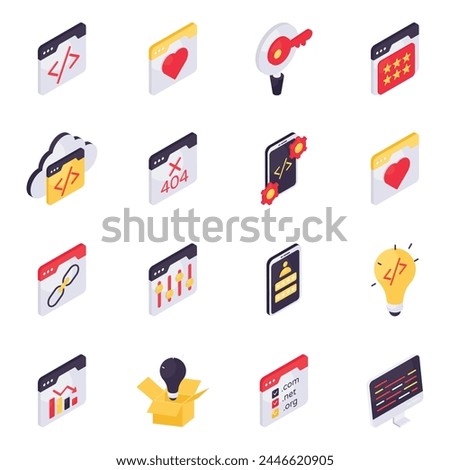 Set of Web and Programming Isometric Icons

