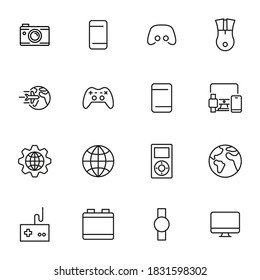 Set of web related vector line icons. Premium linear symbols pack. Vector illustration isolated on a white background. Web symbols for web sites and mobile app. Trendy design.