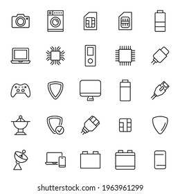 Set of web related vector line icons. Premium linear symbols pack. Vector illustration isolated on a white background. Web symbols for web sites and mobile app. Trendy design.