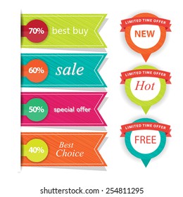 set of web Sale Labels and badges. vector