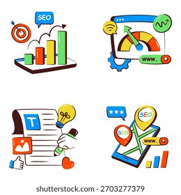 Conjunto de iconos de Web y Seo Doodle