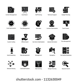 
Set of Web and Seo Glyph Vector Icons
