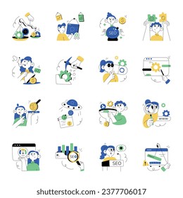 Set of Web SEO Hand Drawn Illustrations 


