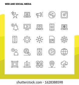 Set of Web and Social Media Line Icon set 25 Icons. Vector Minimalism Style Design Black Icons Set. Linear pictogram pack.