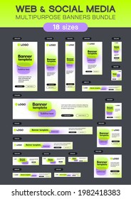 A set of web and social media multipurpose  banners in standard sizes.