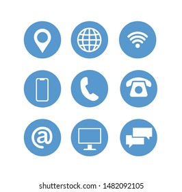 Set of web symbol for web computer and mobile contact.Site connect map network.Design element click phone buttone. facebook icon