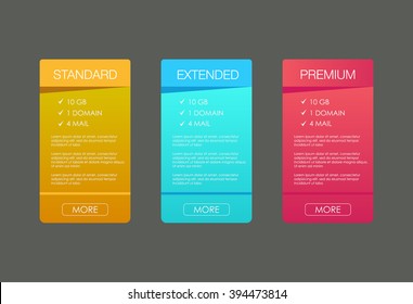 Set web tariffs banner. interface for the site. ui ux vector banner for web app. Pastel pricing table, banner, order, box, button, list and bullet with plan for website in flat design