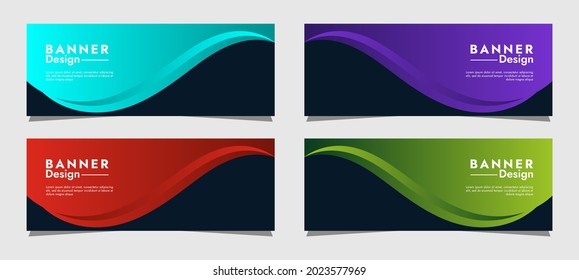 Set of Web Templates Banner Design with colorful simple geometric shapes