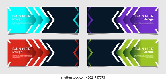 Set of web templates banner design with colorful simple geometric shapes