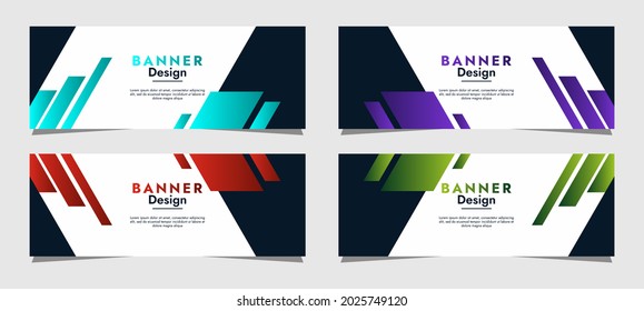 Set of web templates banner design with colorful simple geometric shapes