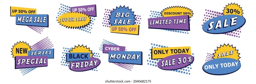 Set of web templates, discount advertising background - Vector illustration