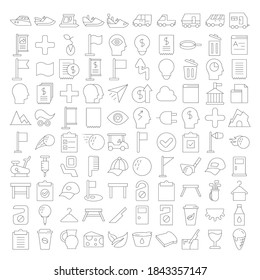 set of web thin line icons on white background