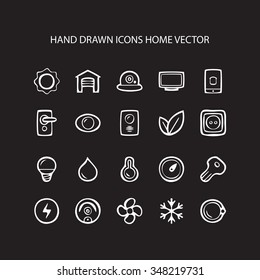 Set of web thin lines icons home vector illustration of black background