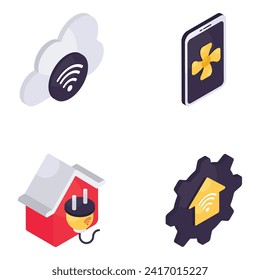 Set of Web of Things Isometric Icons

