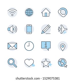 Set of Web Vector Line Icons. Contains such Icons as Globe, Wi-fi, Home, Heart, Phone, Pencil, Time Clock, Star and more. Editable Stroke. 32x32 Pixel Perfect