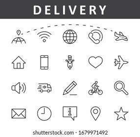 Set of Web Vector Line Icons. Contains such Icons as Globe, Wi-fi, Home, Heart, Phone, Pencil, Time Clock, Star and more. Editable Stroke. 32x32 Pixels