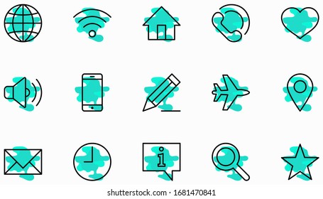 Set of Web Vector Line Icons. Contains such Icons as Globe, Wi-fi, Home, Heart, Phone, Pencil, Time Clock, Star and more. Editable Stroke. 32x32 Pixels