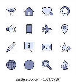 Set of Web Vector Line Icons. Contains such Icons as Globe, Wi-fi, Home, Heart, Phone, Pencil, Time Clock, Star and more. Editable Stroke. 32x32 Pixel Perfect