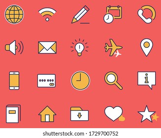 Set of Web Vector Line Icons. Contains such Icons as Globe, Wi-fi, Home, Heart, Phone, Pencil, Time Clock, Star and more. Editable Stroke. 32x32 Pixel Perfect
