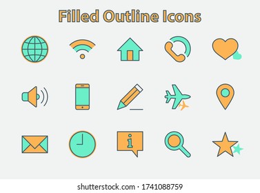 Set of Web Vector Line Icons. Contains such Icons as Globe, Wi-fi, Home, Heart, Phone, Pencil, Time Clock, Star and more. Editable Stroke. 32x32 Pixel Perfect