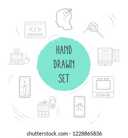 Set of webdesign icons line style symbols with copywriting, plugins, home page and other icons for your web mobile app logo design.